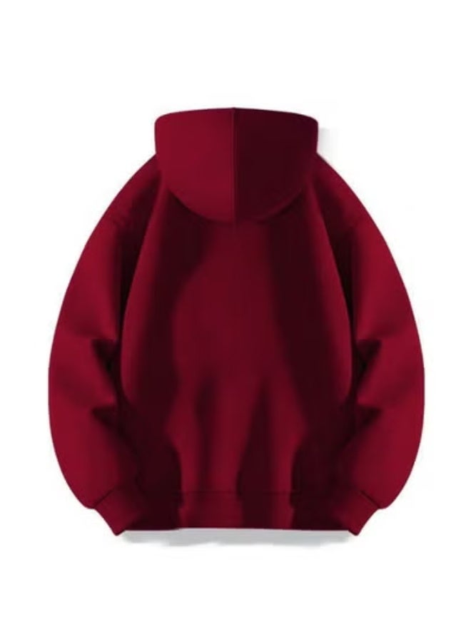 هودي أمريكي قديم للجنسين من ألو - سترة قطنية فضفاضة بغطاء للرأس بلون موحد للملابس الكاجوال والرياضية - Image 2